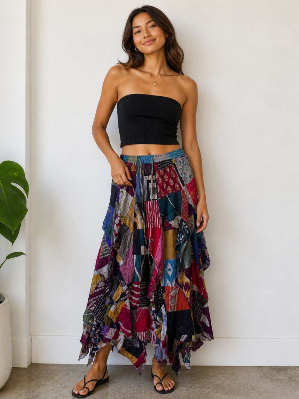 Ananta NWT Boho Patchwork Maxi Skirt in Multi-Color - one size